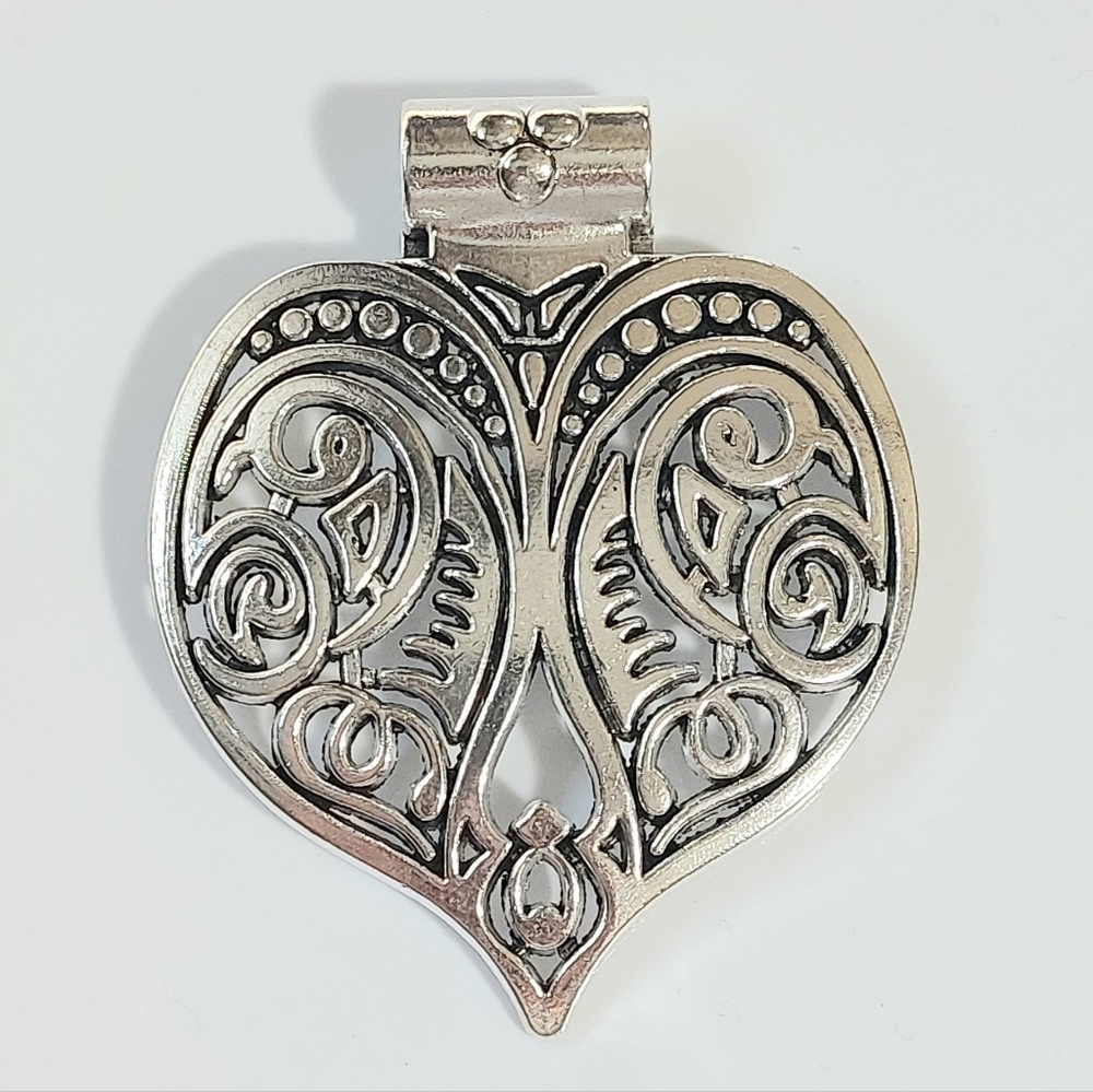 Silver Celtic Heart Necklace Pendant - Womens Oversized Jewelry